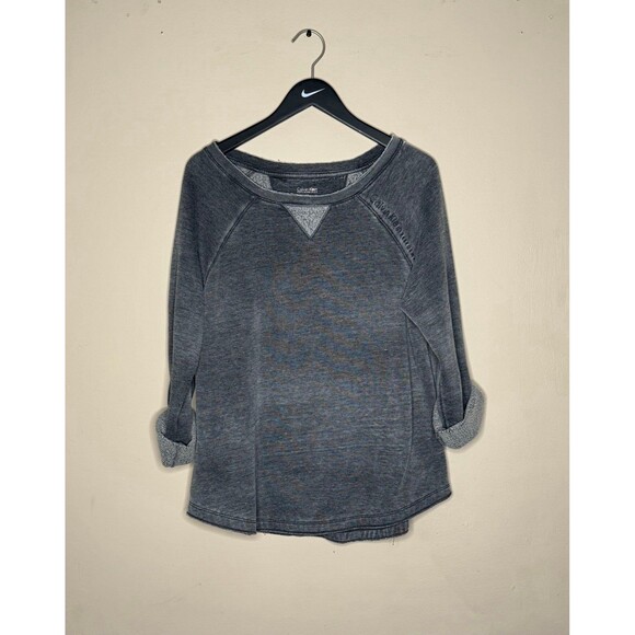Calvin Klein Wide Neck Mineral Wash Sweatshirt Faded Black Grey VERY Soft Medium - Picture 6 of 9